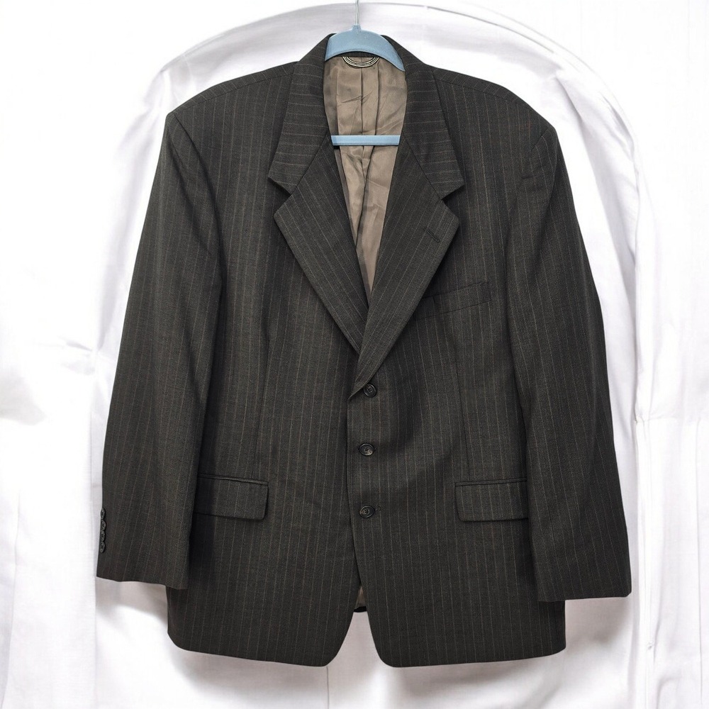 Vintage Stafford Executive Blazer Pinstripe 100%‎ Wool Business Men Suit Jacket